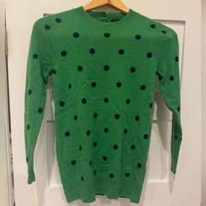 100% cashmere polka dot j crew sweater.